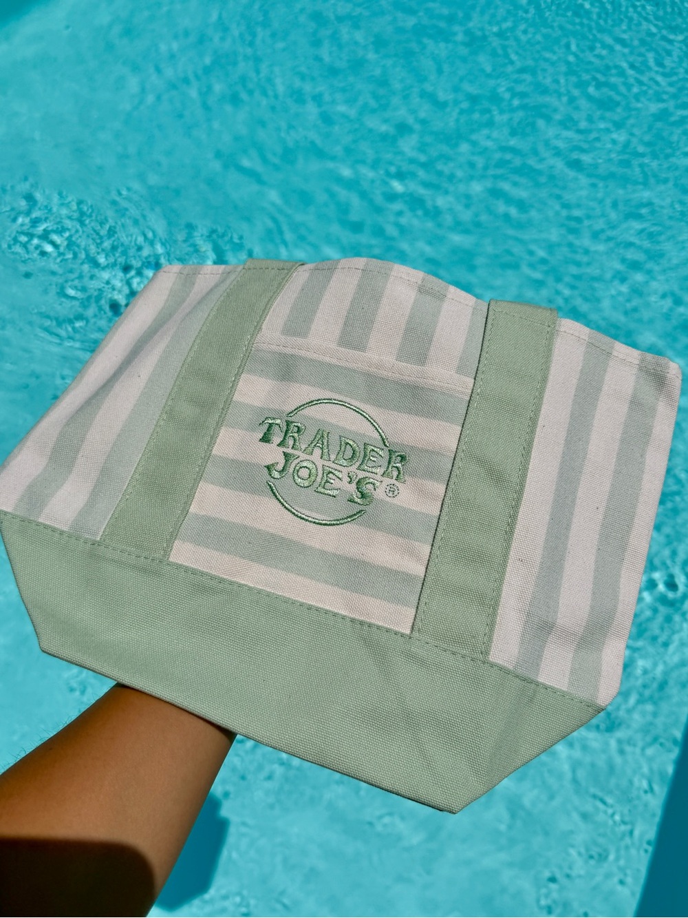 BRAND NEW WITH TAGS / SOLD OUT Trader Joe's Mint Green Pastel Stripe Tote